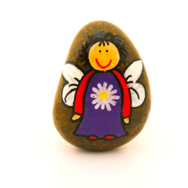 Schutzengel mit einem Name personalisierbar Schutzengel in lila mit Blume